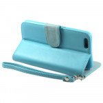 Wholesale iPhone 6 4.7 Folio Flip Leather Wallet Case with Strap (Blue)